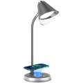 Lámpara de mesa LED regulable con cargador inalámbrico FINCH LED/9W/12/230V gris/cromo