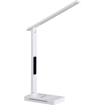 Lámpara de mesa LED regulable con cargador inalámbrico QI, mostrar y Puerto USB LED/7W/230V 3000-6000K blanco