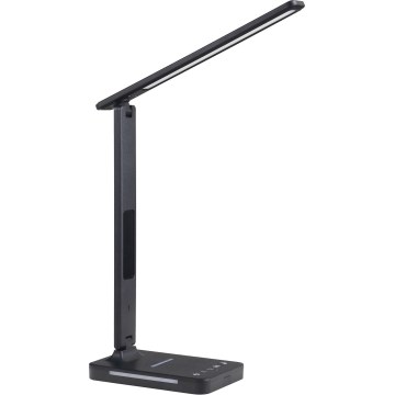 Lámpara de mesa LED regulable con cargador inalámbrico QI, mostrar y Puerto USB LED/7W/230V 3000-6000K negro