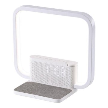 Lámpara de mesa LED regulable con despertador y Qi cargando LED/18W/230V blanco
