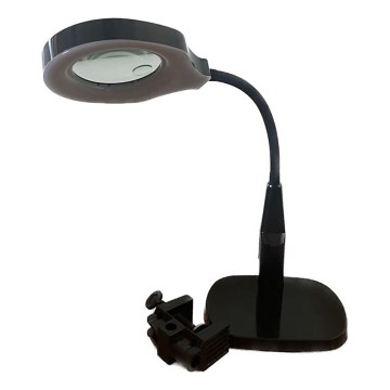 Lámpara de mesa LED regulable con lupa bifocal LED/6W/230V 6000-7000K negro