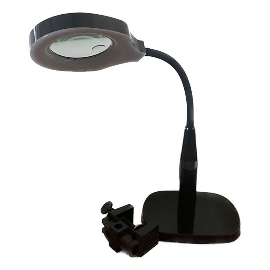 Lámpara de mesa LED regulable con lupa bifocal LED/6W/230V 6000-7000K negro