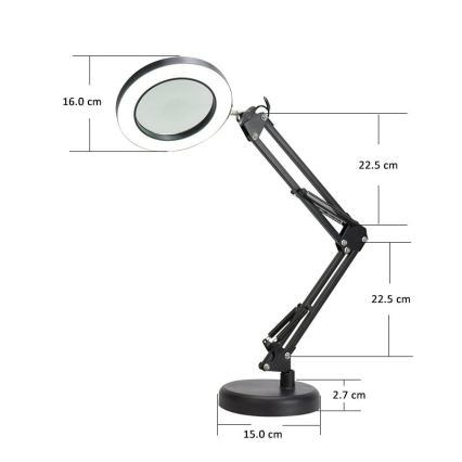 Lámpara de mesa LED regulable con una lupa LED/10W/230V 3000/4500/6000K