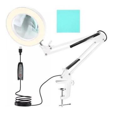 Lámpara de mesa LED regulable con una lupa LED/6W/5V 3000K/4000K/6000K blanco