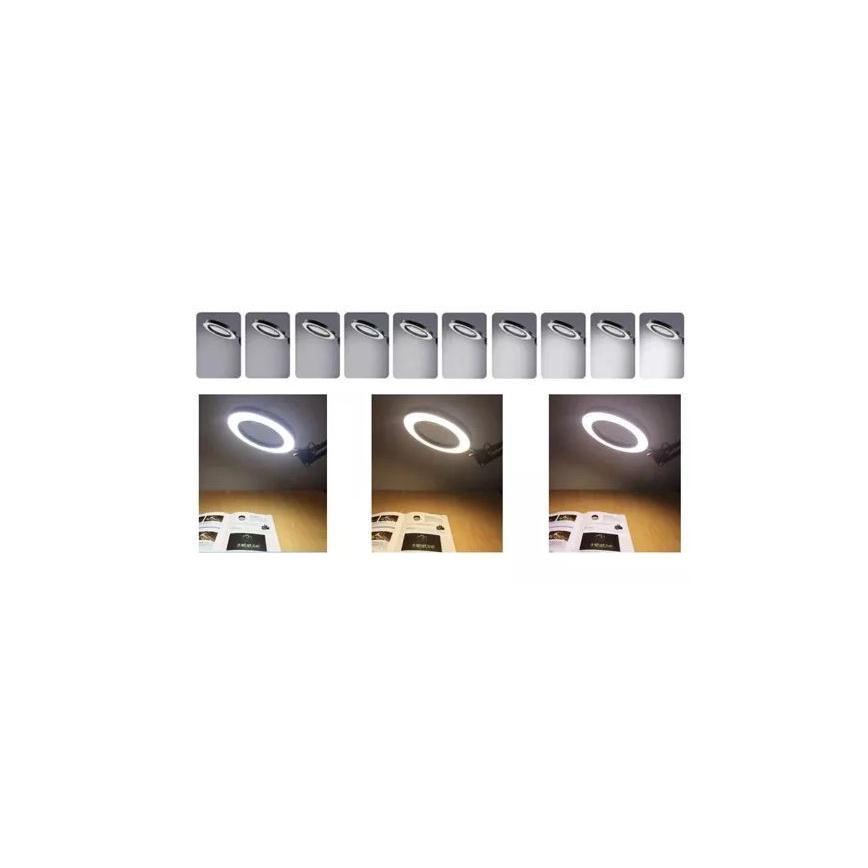 Lámpara de mesa LED regulable con una lupa LED/6W/5V 3000K/4000K/6000K negro