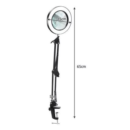Lámpara de mesa LED regulable con una lupa LED/6W/5V 3000K/4000K/6000K negro