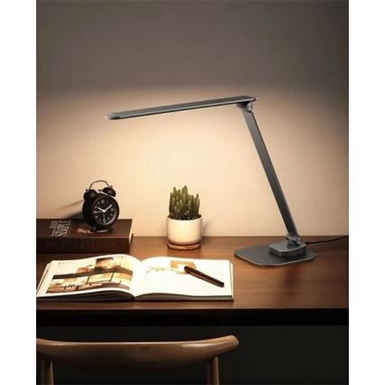 Lámpara de mesa LED regulable con USB LED/7,5W/230V 3000K/4000K/5500K antracita