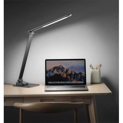 Lámpara de mesa LED regulable con USB LED/7,5W/230V 3000K/4000K/5500K antracita