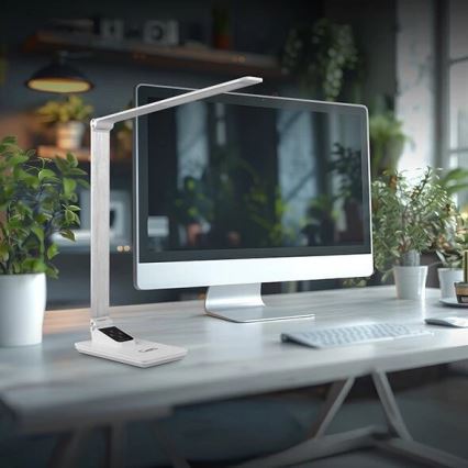 Lámpara de mesa LED regulable con USB LED/7W/230V 3000K/4000K/5500K blanco