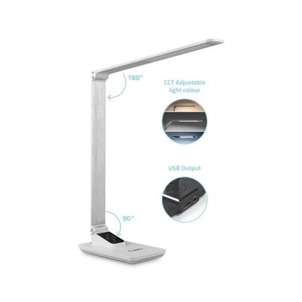 Lámpara de mesa LED regulable con USB LED/7W/230V 3000K/4000K/5500K blanco