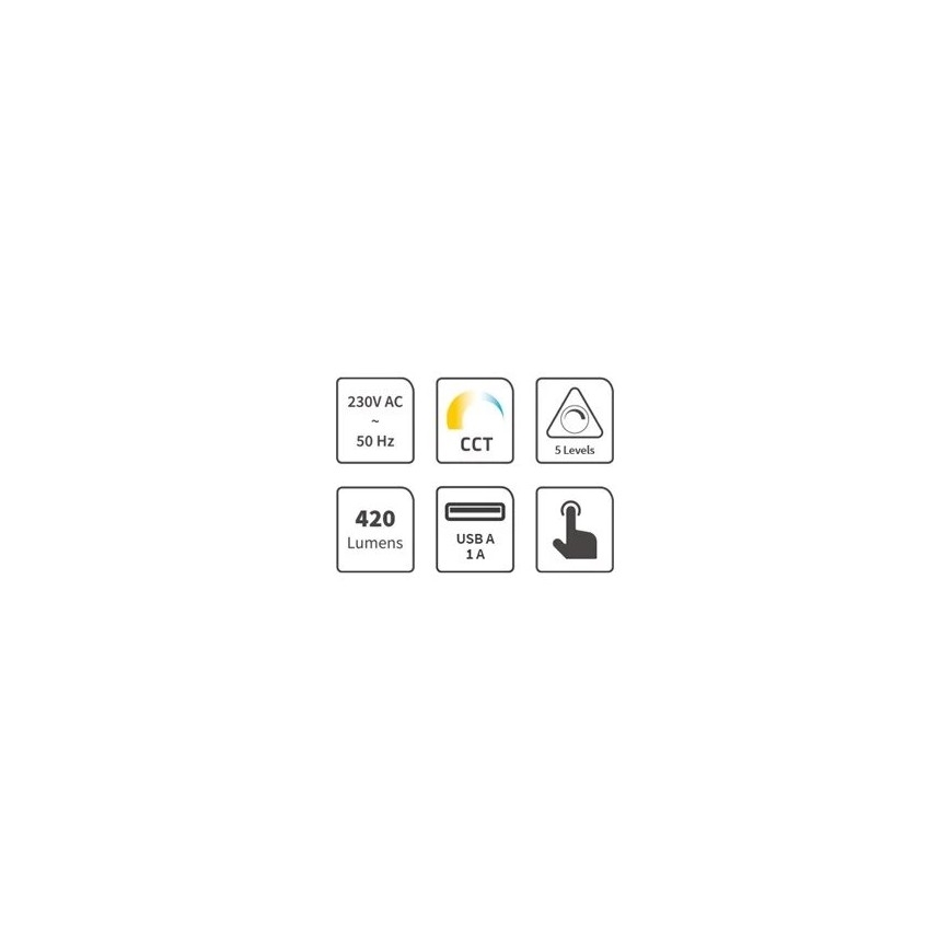 Lámpara de mesa LED regulable con USB LED/7W/230V 3000K/4000K/5500K blanco
