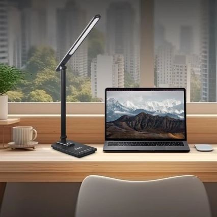 Lámpara de mesa LED regulable con USB LED/9W/230V 3000K/4000K/5500K negro
