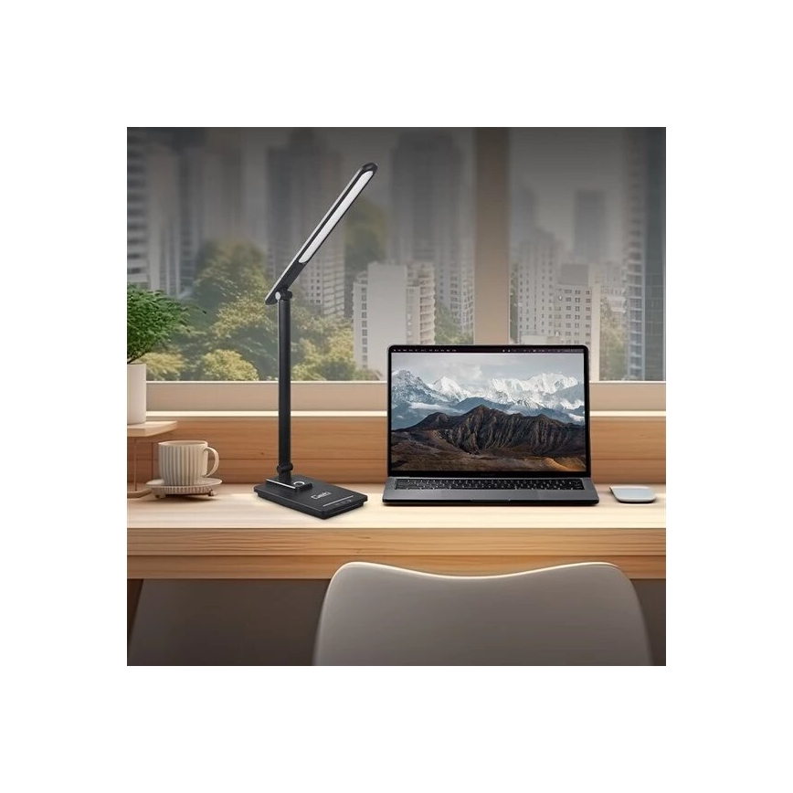 Lámpara de mesa LED regulable con USB LED/9W/230V 3000K/4000K/5500K negro