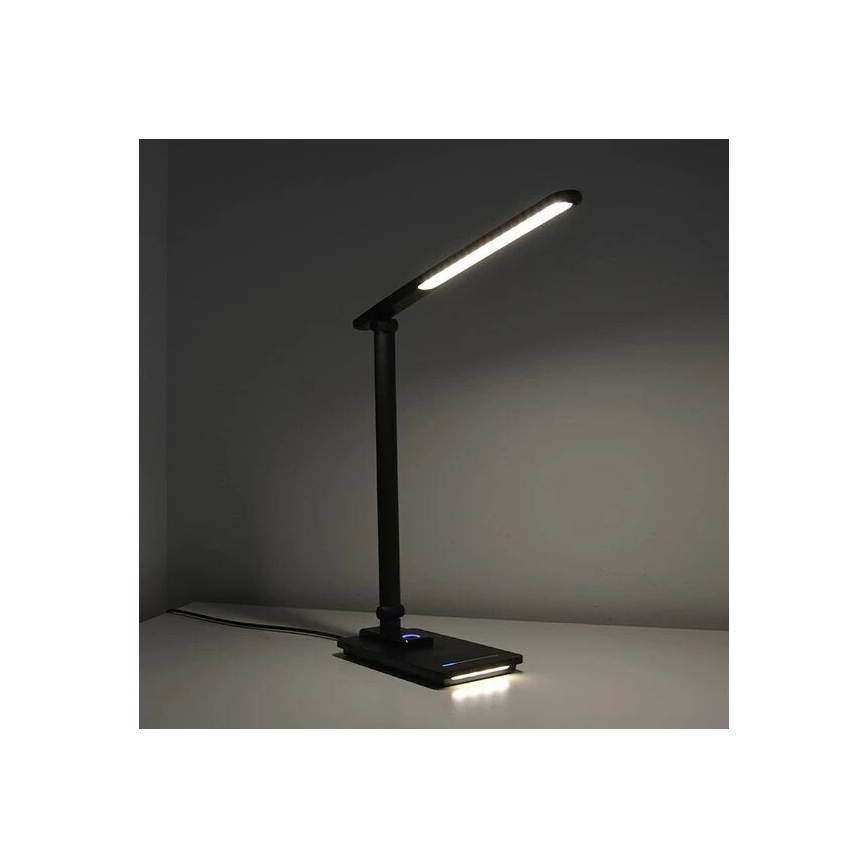 Lámpara de mesa LED regulable con USB LED/9W/230V 3000K/4000K/5500K negro
