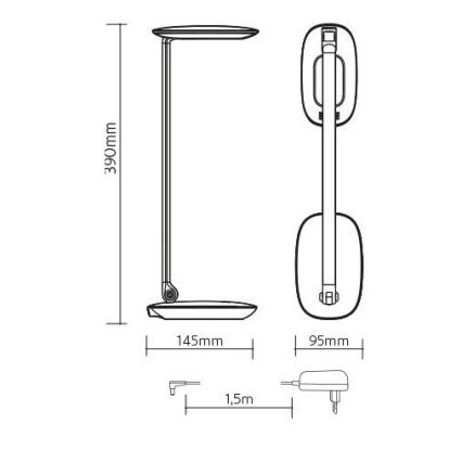 Lámpara de mesa LED regulable con USB MOANA LED/6W/230V rosa