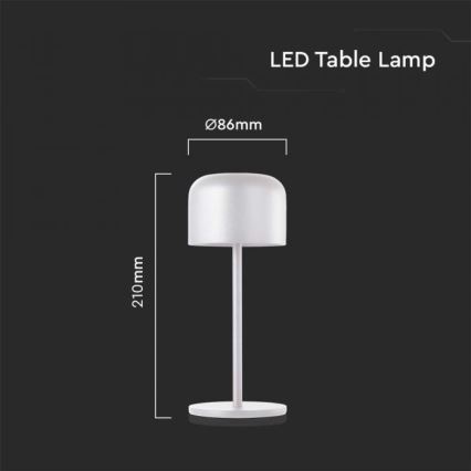 Lámpara de mesa LED regulable y recargable táctil LED/1,5W/5V 2700-5700K IP54 2200 mAh blanco