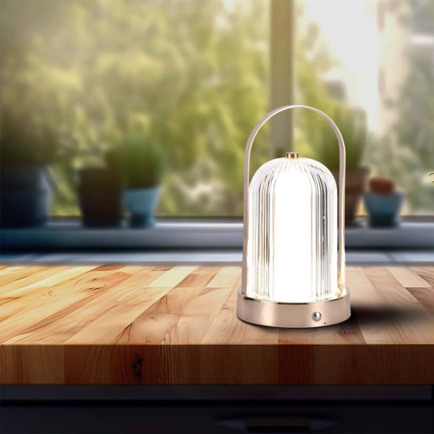 LED Lámpara de mesa táctil recargable y regulable LED/1W/5V 3000-6000K 1800 mAh cobre