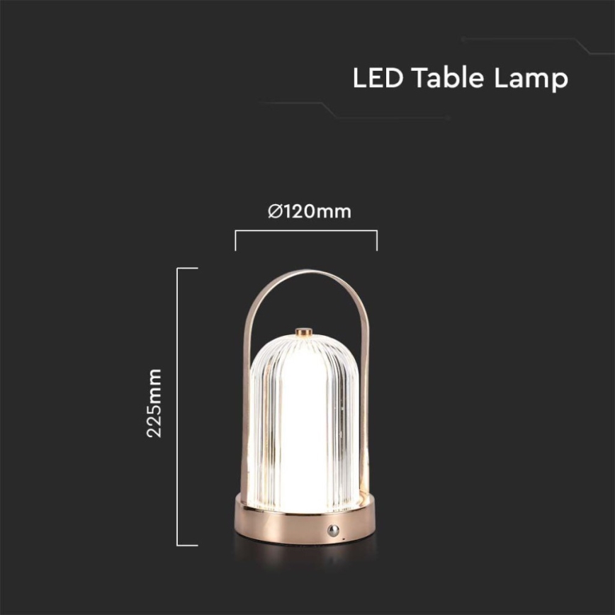 LED Lámpara de mesa táctil recargable y regulable LED/1W/5V 3000-6000K 1800 mAh cobre