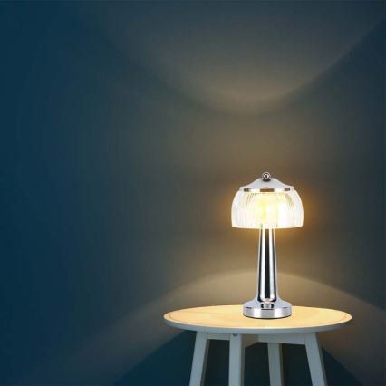 Lámpara de mesa táctil LED recargable y regulable LED/1W/5V 3000-6000K 1800 mAh cromo brillante
