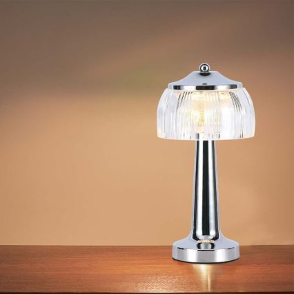 Lámpara de mesa táctil LED recargable y regulable LED/1W/5V 3000-6000K 1800 mAh cromo brillante