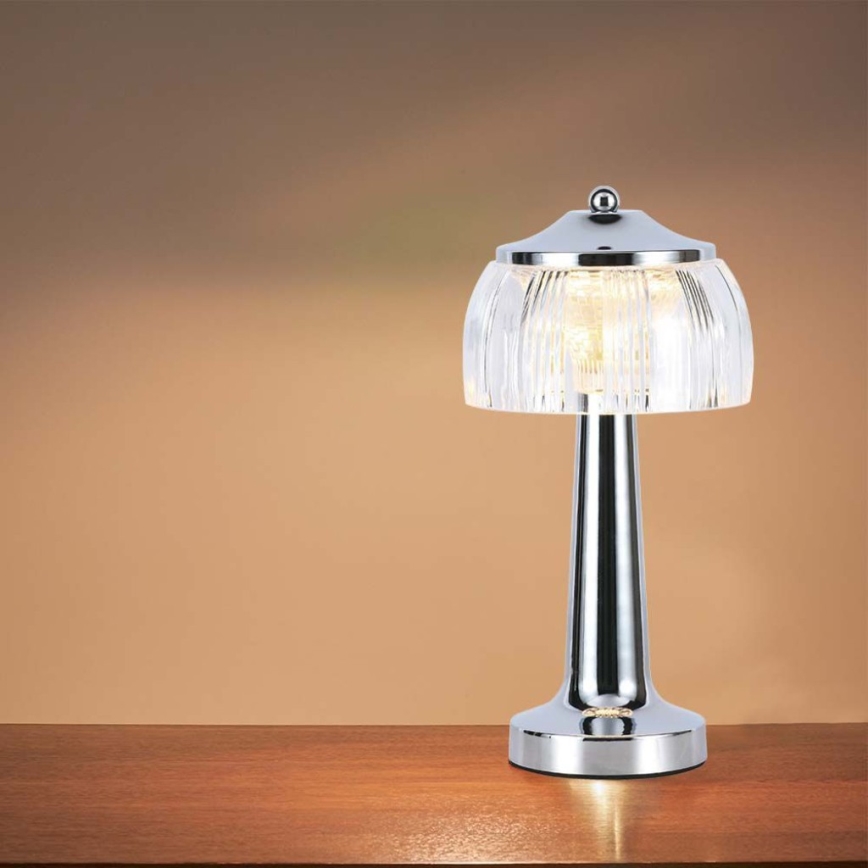 Lámpara de mesa táctil LED recargable y regulable LED/1W/5V 3000-6000K 1800 mAh cromo brillante