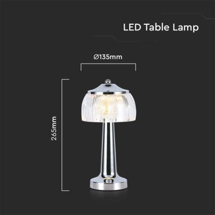 Lámpara de mesa táctil LED recargable y regulable LED/1W/5V 3000-6000K 1800 mAh cromo brillante