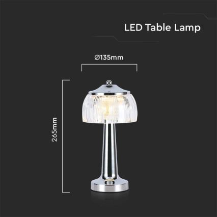 LED Lámpara de mesa táctil recargable y regulable LED/1W/5V 3000-6000K 1800 mAh cromo