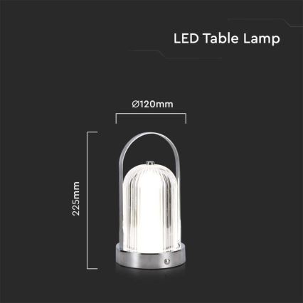 LED Lámpara de mesa táctil recargable y regulable LED/1W/5V 3000-6000K 1800 mAh cromo