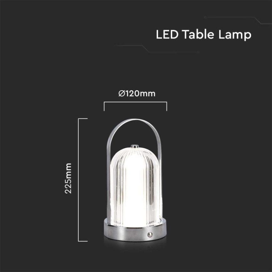 Lámpara de mesa táctil LED recargable y regulable LED/1W/5V 3000-6000K 1800 mAh cromo mate