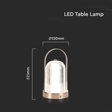 LED Lámpara de mesa táctil recargable y regulable LED/1W/5V 3000-6000K 1800 mAh dorado