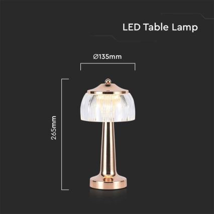 LED Lámpara de mesa táctil recargable y regulable LED/1W/5V 3000-6000K 1800 mAh Oro rosa