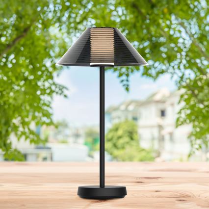 Lámpara de mesa LED de exterior táctil regulable SERENGETI LED/3,4W/5V USB 3600 mAh IP44 negro