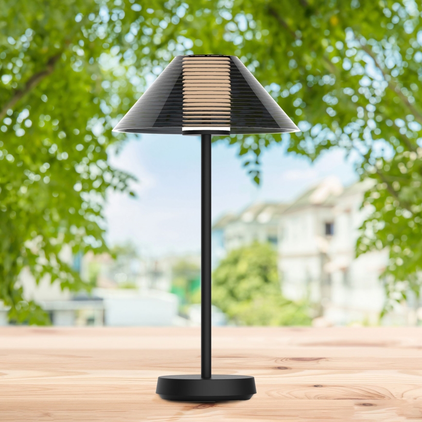 Lámpara de mesa LED de exterior táctil regulable SERENGETI LED/3,4W/5V USB 3600 mAh IP44 negro