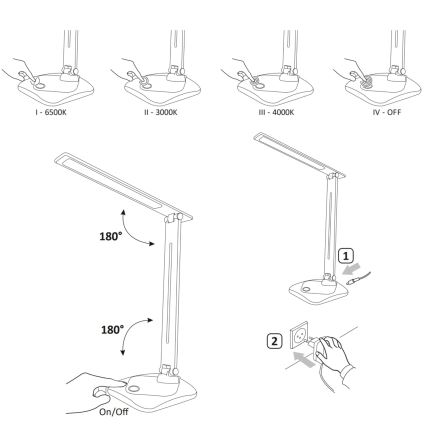 Lámpara de mesa LED Regulable táctil TOLEDO LED/8W/230V 3000-6500K