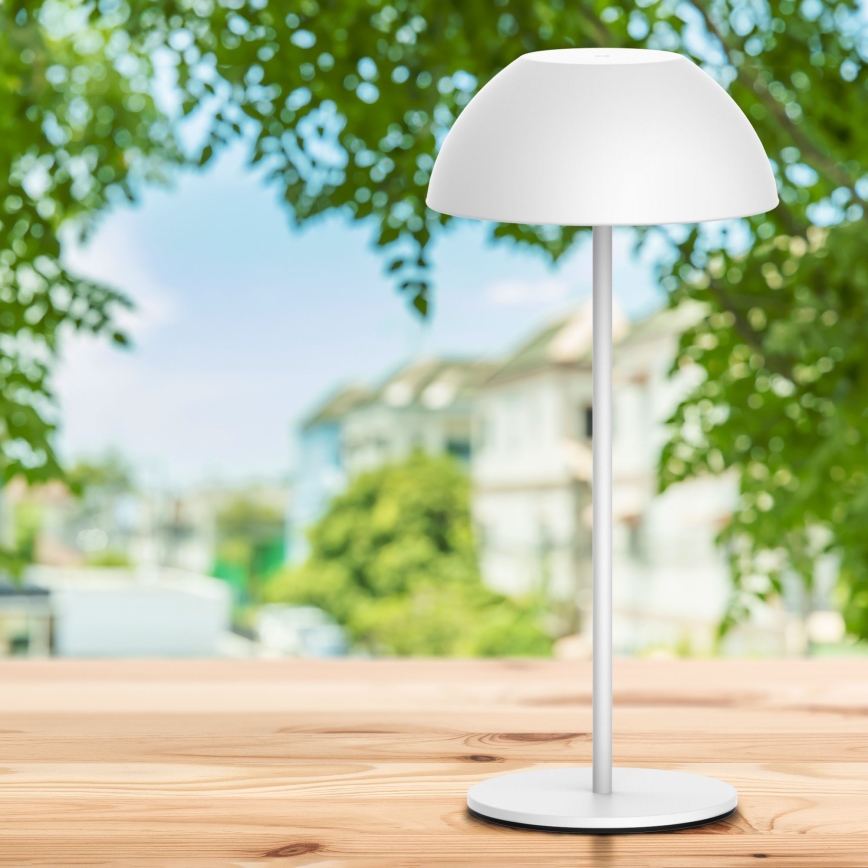 Lámpara de mesa LED de exterior táctil regulable TANZANIA LED/1,8W/5V USB 1800 mAh IP44 blanco