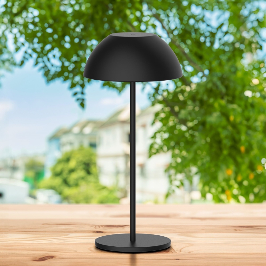 Lámpara de mesa LED de exterior táctil regulable TANZANIA LED/1,8W/5V USB 1800 mAh IP44 negro