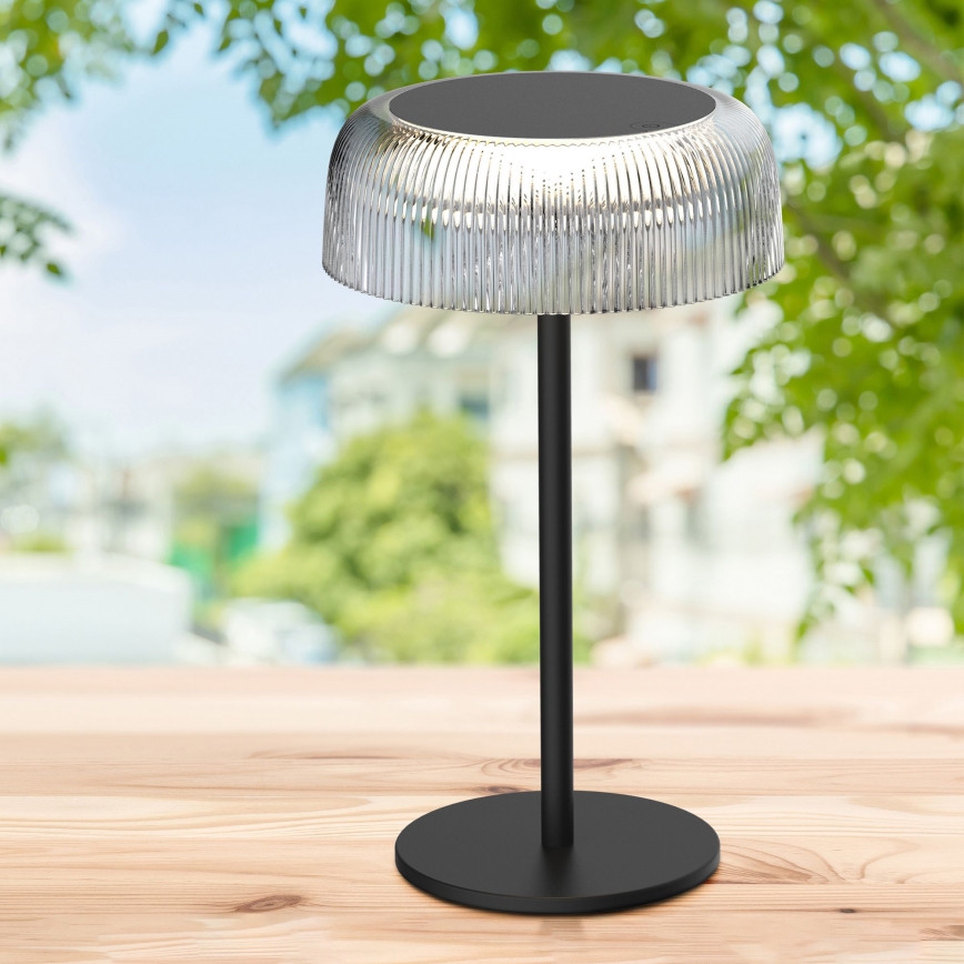 Lámpara de mesa LED de exterior táctil regulable TRYPOLIS LED/2W/5V USB 1800 mAh IP44 negro