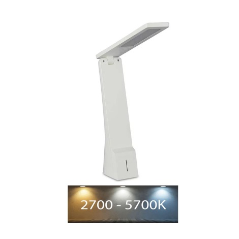 Lámpara de mesa LED regulable y recargable por USB/4W/5V 1200 mAh 2700K-5700K Blanco/Plata