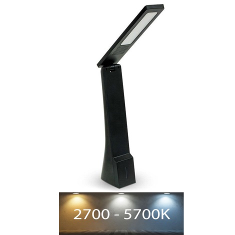 Lámpara de mesa LED regulable y recargable por USB/4W/5V 1200 mAh 2700K-5700K negra