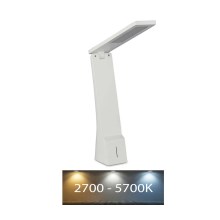 Lámpara de mesa LED regulable y recargable por USB/4W/5V 2700K-5700K Blanco/Plata