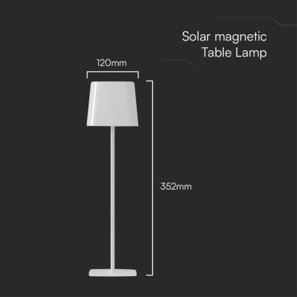 Lámpara de mesa LED solar magnética táctil regulable y recargable LED/5W/5V 3000-6000K 3600 mAh IP65 blanco