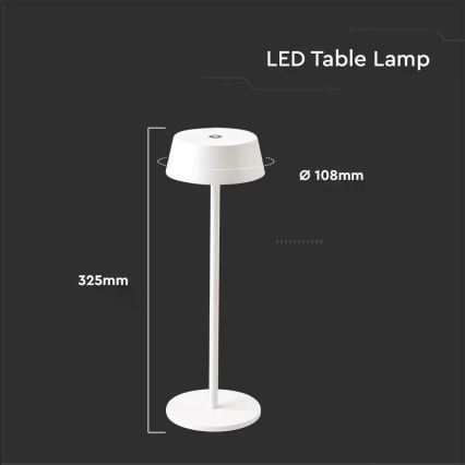 Lámpara de mesa LED táctil regulable para exteriores LED/2W/5V 4400 mAh IP54 blanco