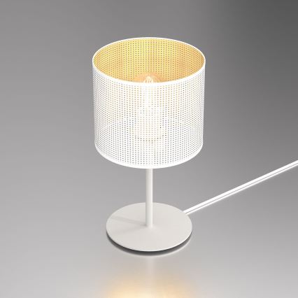 Lámpara de mesa LOFT SHADE 1xE27/60W/230V diá. 18 cm blanco/dorado