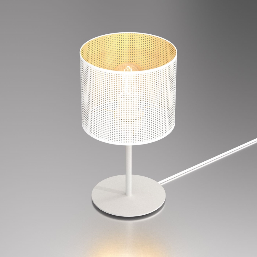 Lámpara de mesa LOFT SHADE 1xE27/60W/230V diá. 18 cm blanco/dorado