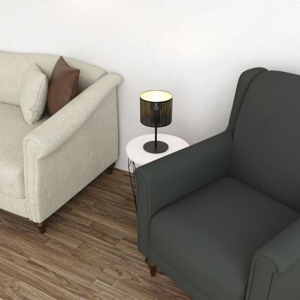 Lámpara de mesa LOFT SHADE 1xE27/60W/230V diá. 18 cm negro/dorado