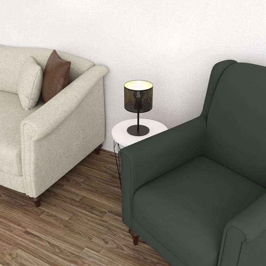 Lámpara de mesa LOFT SHADE 1xE27/60W/230V diá. 18 cm negro/dorado