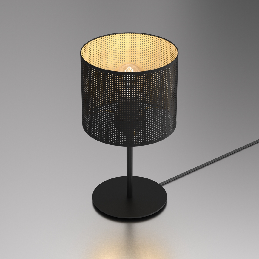 Lámpara de mesa LOFT SHADE 1xE27/60W/230V diá. 18 cm negro/dorado