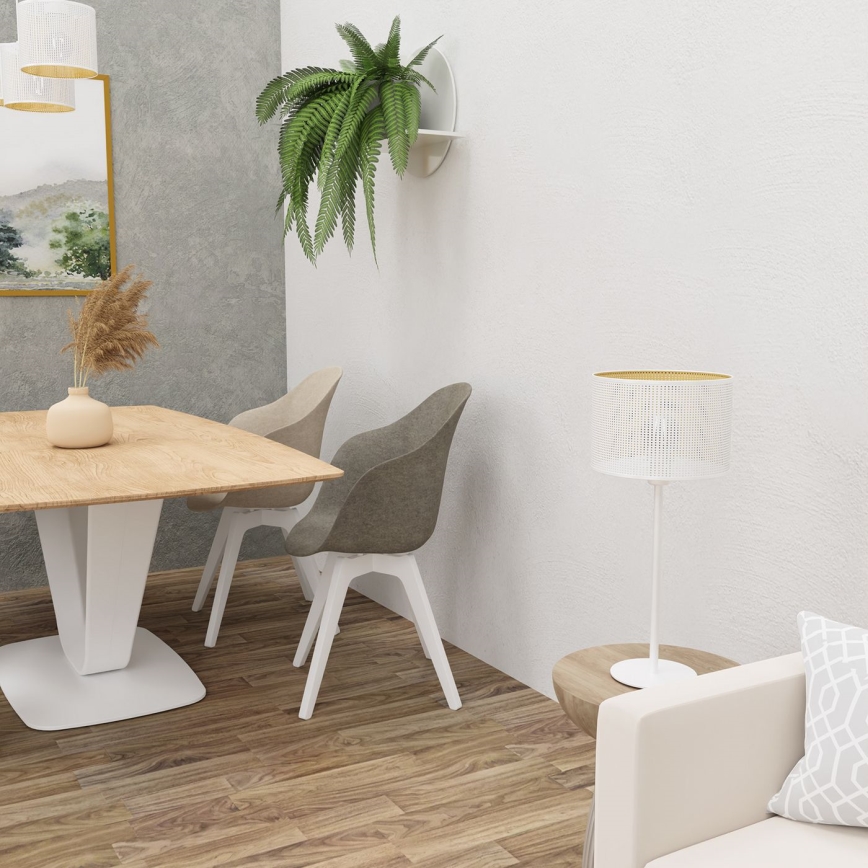 Lámpara de mesa LOFT SHADE 1xE27/60W/230V diá. 25 cm blanco/dorado