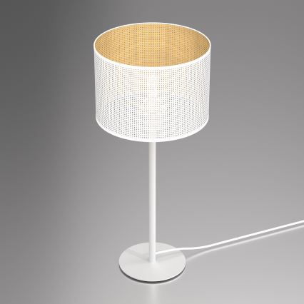 Lámpara de mesa LOFT SHADE 1xE27/60W/230V diá. 25 cm blanco/dorado