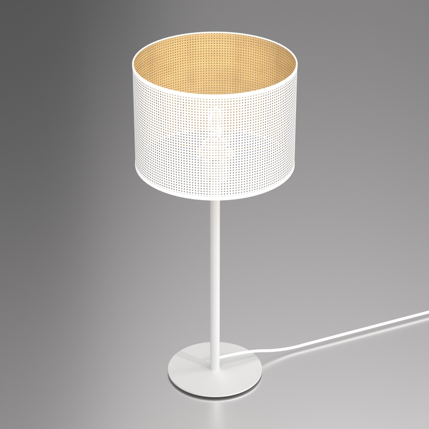 Lámpara de mesa LOFT SHADE 1xE27/60W/230V diá. 25 cm blanco/dorado